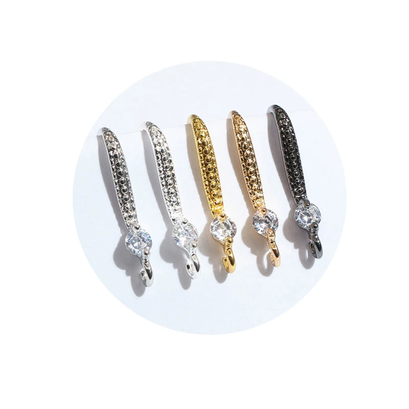 10 Stück 19x8mm mit Zirkon Ohrring Haken Drähte Messing Material DIY Schmuck Herstellung Ohrringe Zubehör Handgemachte Ergebnisse