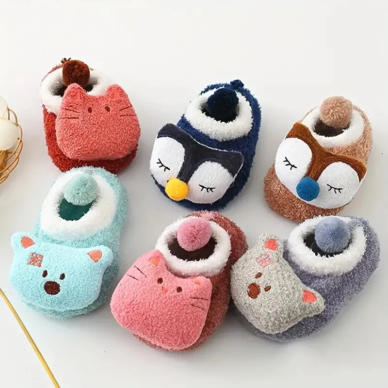 

1 Pair Baby Non-slip Floor Socks Newborn Toddler Indoor Socks for 0 To 5 Years Old Children Cute Plush Animal Socks Shoes