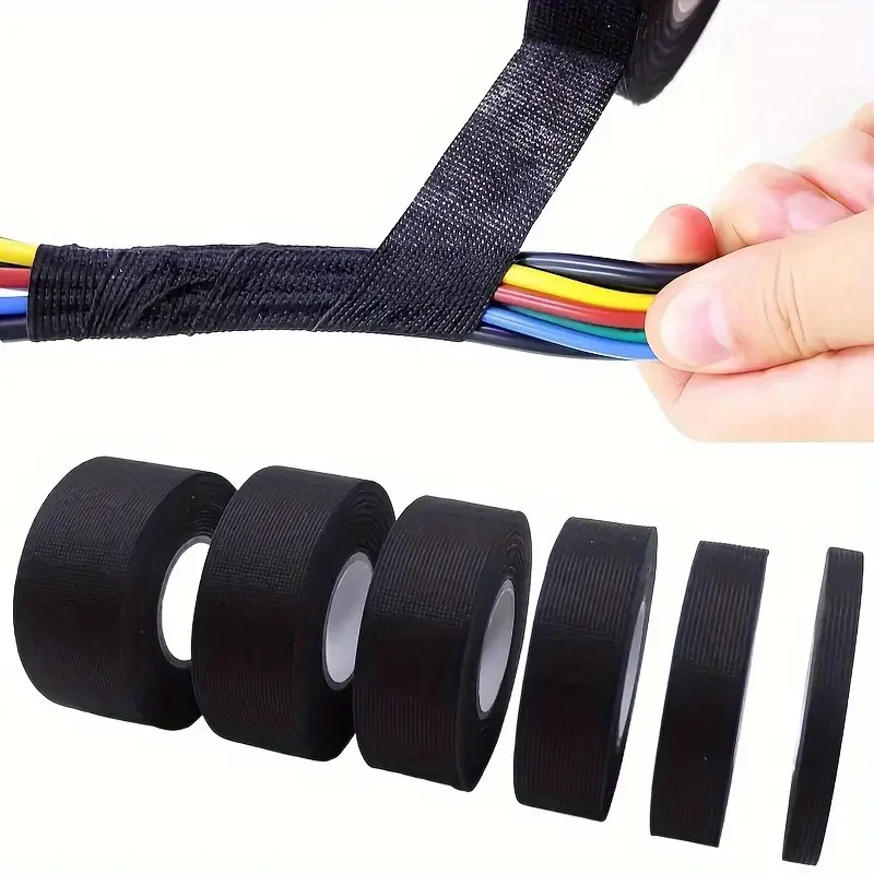 Electrical Tape 25m Heat Resistant Wire Harness Bundle Insulation Auto Wiring Fabric Cloth Wrap Waterproof Cable Adhesive Tape