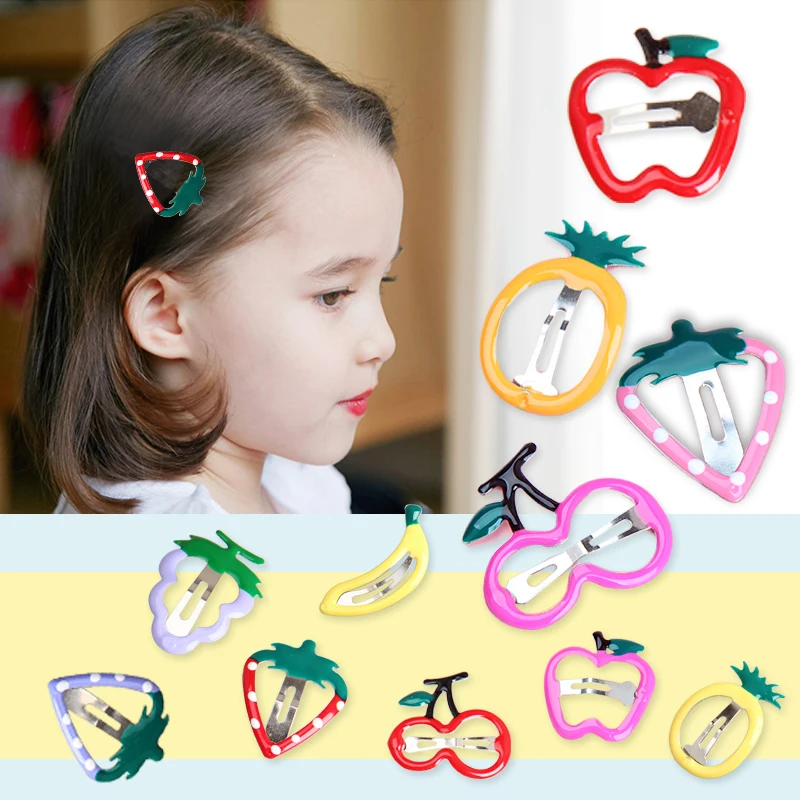 1pc Children Sweet Cute Cherry Banana BB Hair Claw Side Clips for Girls Kids Fruit Hairpins Headwear Ornament Hair Accessories 1pc sanrio kuromi series hair clip cute cartoon plush hair claw clip kawaii hairpin back head hair accessories