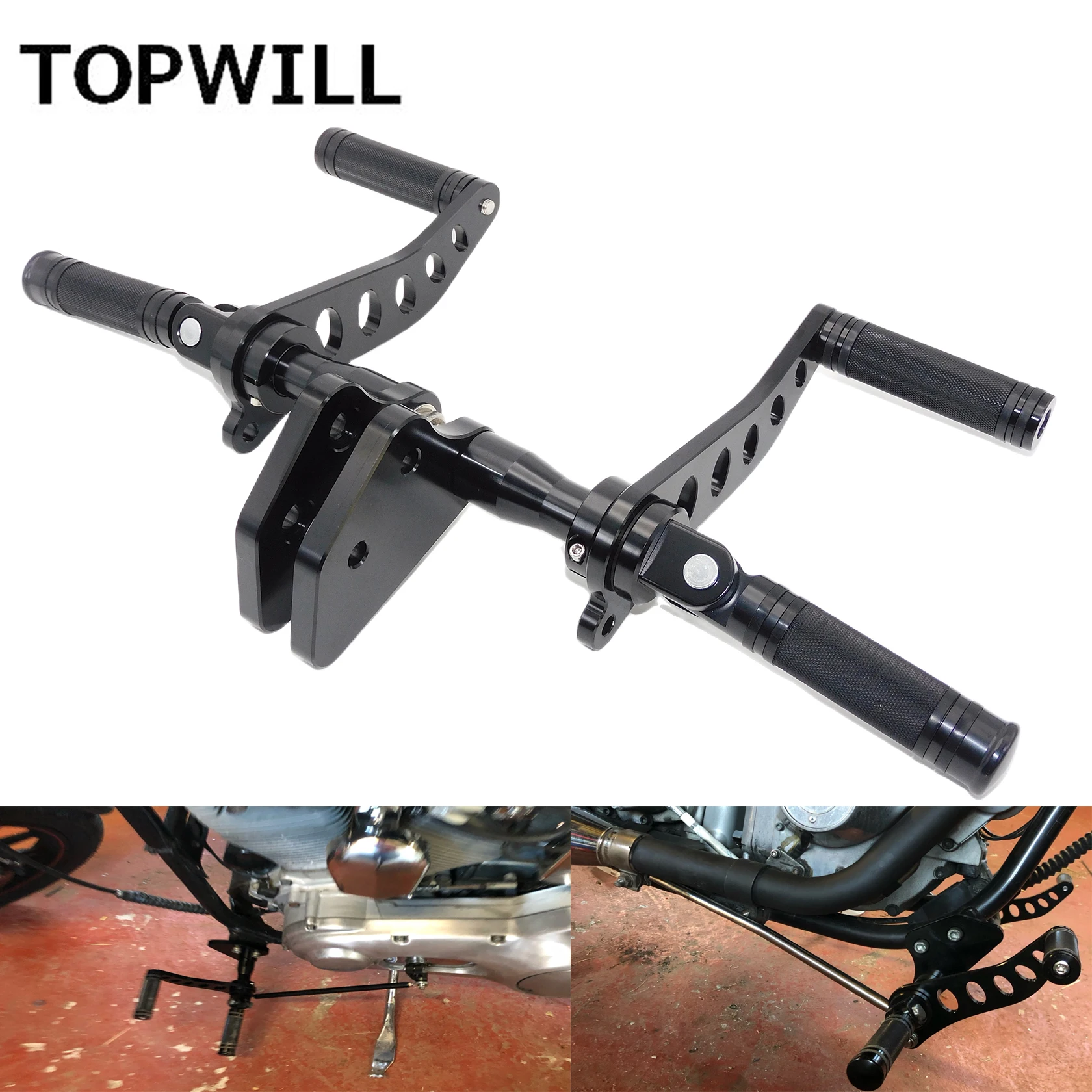 MotorcycleBlackBilletForwardControlFootPegsLeversLinkagesFor