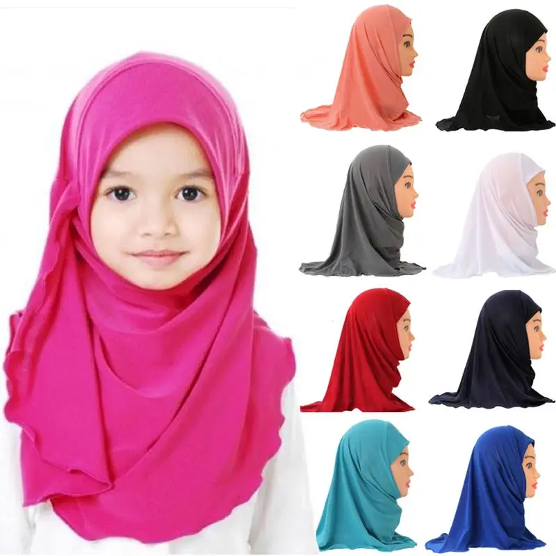 Ramadan-Muslim-Girls-Kids-Hijab-Islamic-Scarf-Shawls-Soft-Stretch-2-to ...