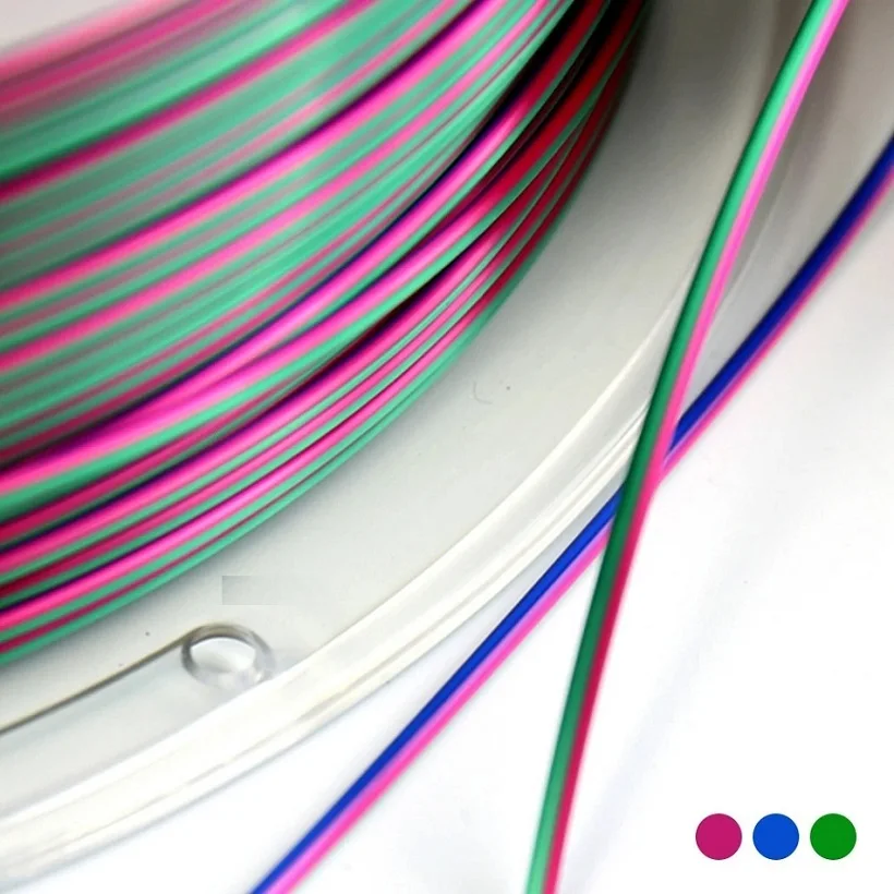 200g 삼색 필라멘트 실크 PLA 1.75mm FDM 3D 프린터 필라멘트 트리플 컬러 샤이니 PLA 멀티컬러 레드 블루 그린