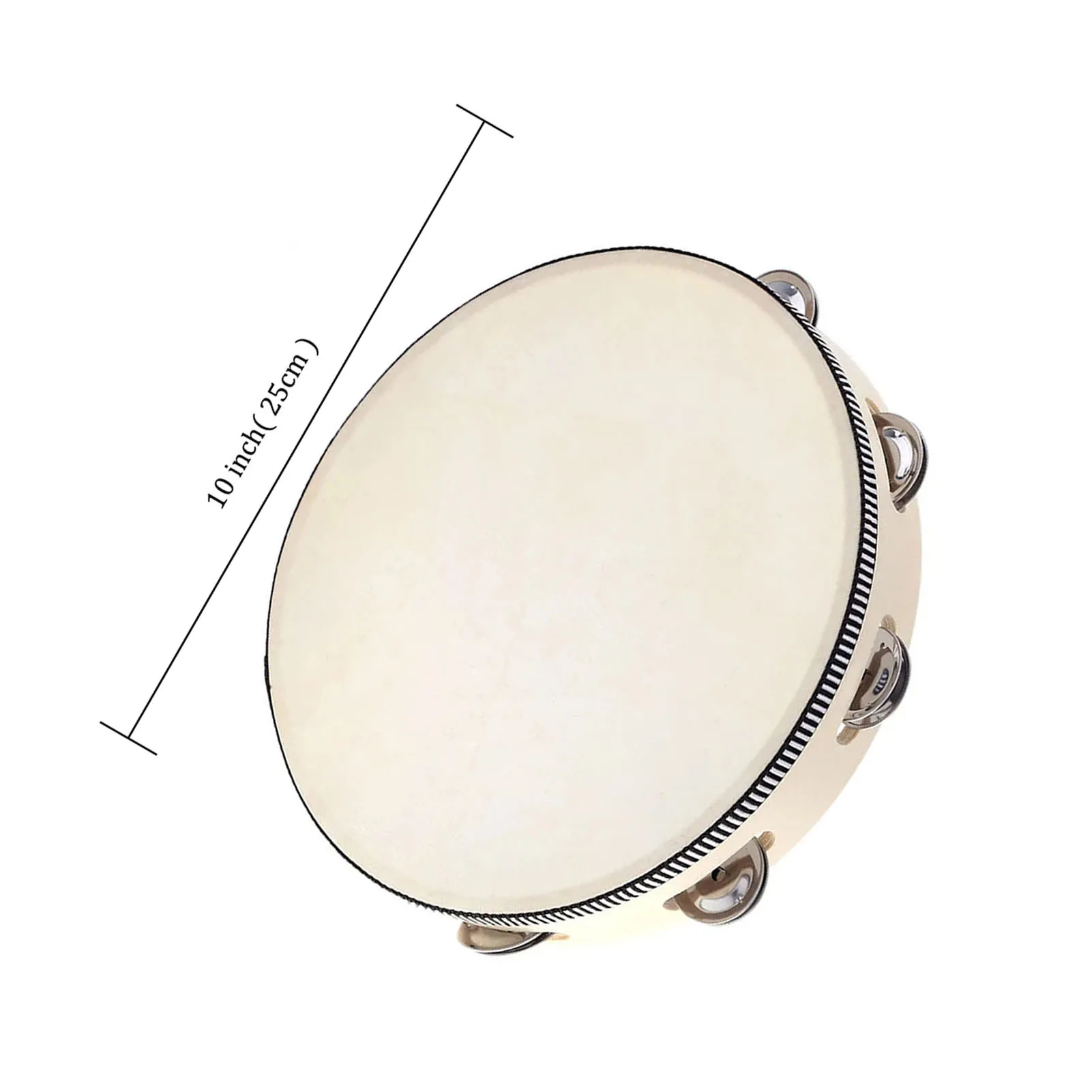 10" Hand Held Tambourine Drum Bell Birch Metal Jingles Percussion Musical Educational Instrument for KTV Party Kids Games