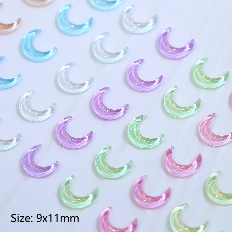 30/100Pcs New 9x11mm Mocha Moon Flat Back Nail Art Rhinestone Shiny Glass Crystal Stone 3D Manicure DIY Decoration Accessories