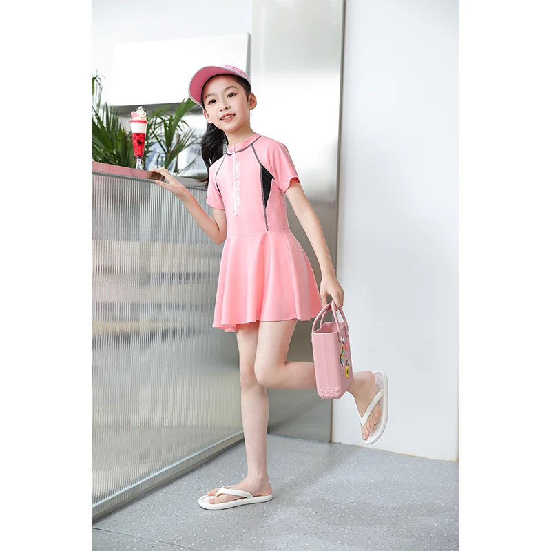 New Girls Swimsuit One-piece Swimwear Print Baby Short Sleeve Kids Toddler Infant Beach Bathing Suits Children