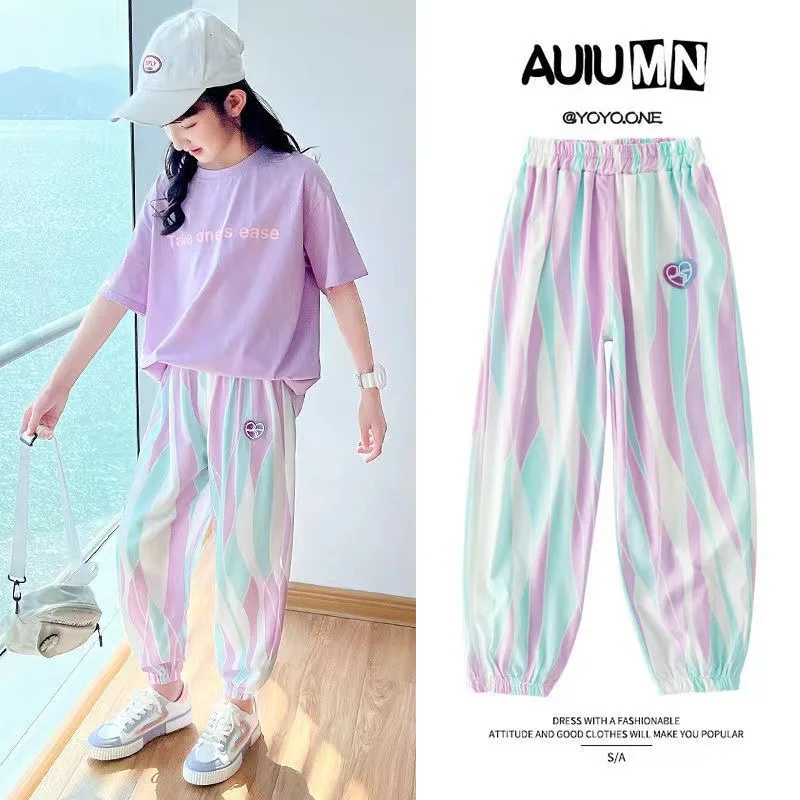 

Girls' Pants New Thin Summer Casual Pants Children's Summer Sports Pants Long Pants Big Children's Ice Silk Mosquito Proof Pants