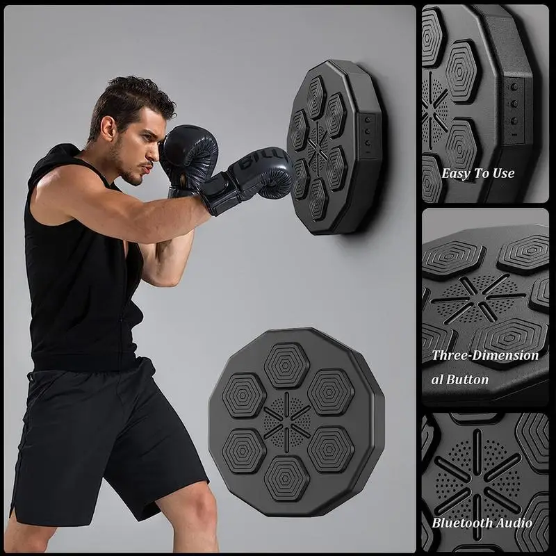 LED Electronic Music Boxing Machine Wall Mount Smart Music Boxer with Gloves for Adults Teens Home Exercise music boxing toys