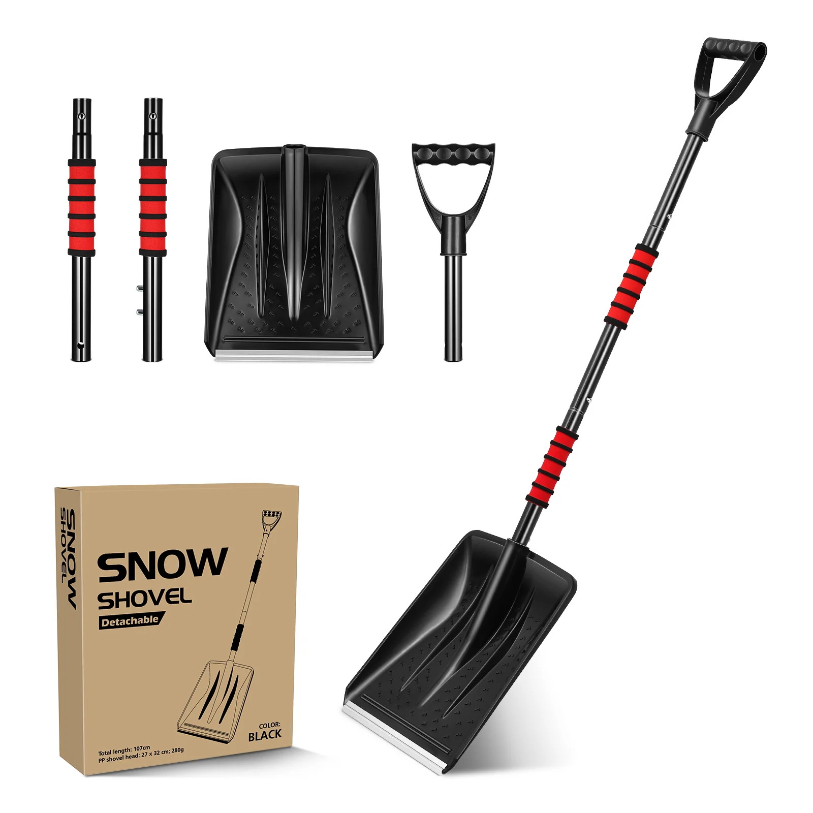Portable Foldable Snow Shovels D Handle Lightweight Metal Shovel Snow Removal Tool Ice Scraper Car Accessories snow shovel