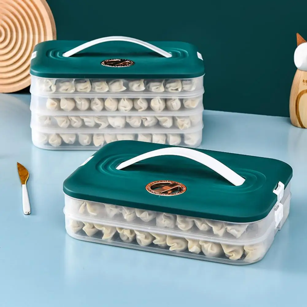 

Food Storage Box with Handle Sturdy Handle Dumpling Storage Box for Home Picnics Parties Multi-layer Food Container Organizer