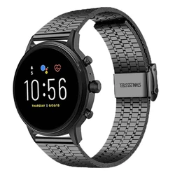 Premium Stainless Steel Watch Strap - Universal 22mm Metal Bracelet Band Accessories - Hybrid HR (Black)