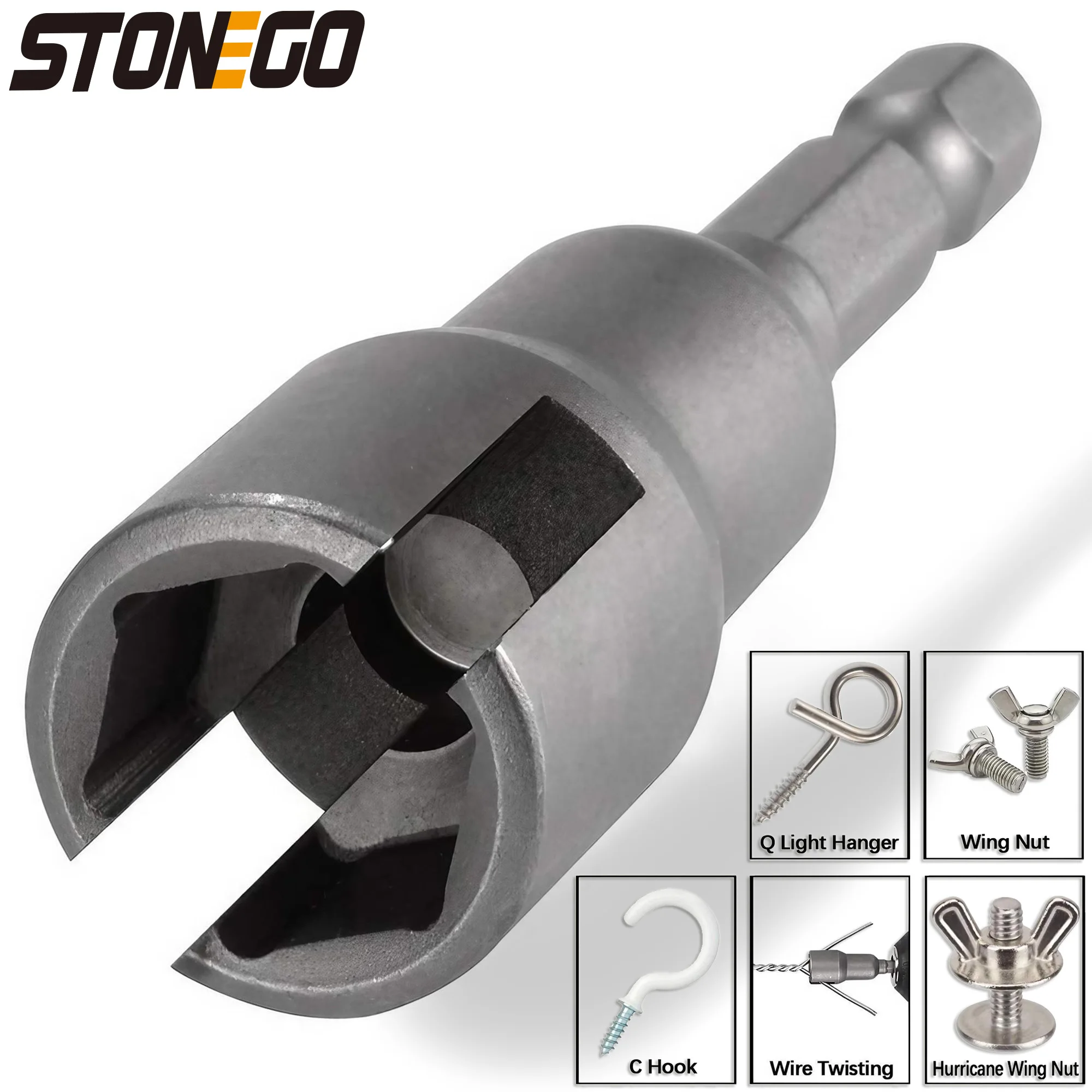 STONEGOPowerWingNutDrillBitSocketTool14QuickConnectHex