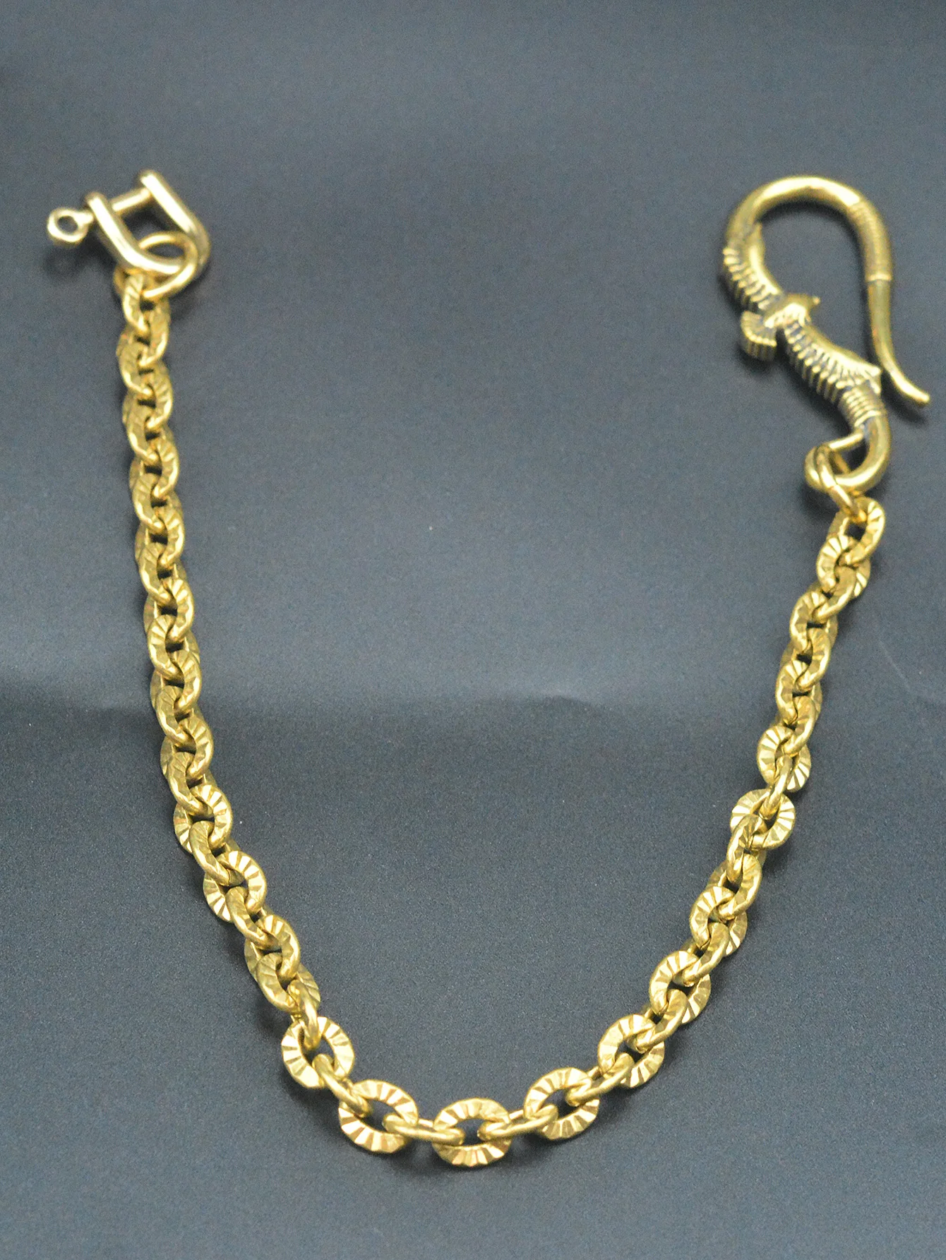 Soild Brass Trousers Jeans Wallet Oval Sunflower Pattern Chain Key Chain Indian Eagle Hook Hook D Shackle Links