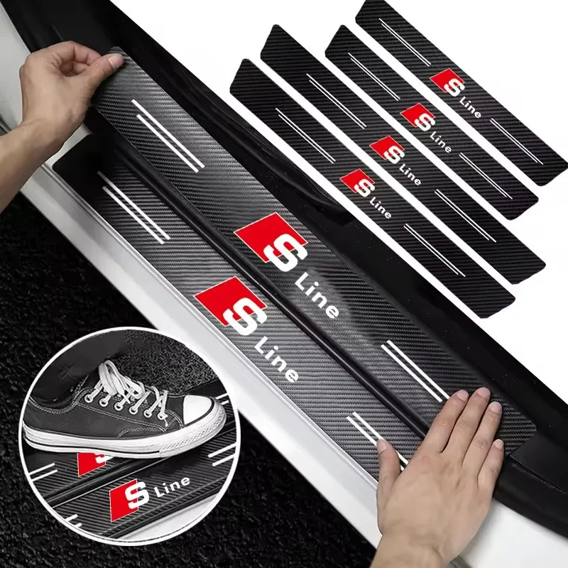 Premium Leather Car Door Sill Plate Protectors - Set of 1, 4, or 5 Pieces