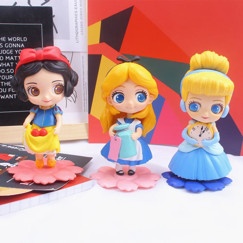 

Disney Princess Q Action Figure Toy Solid Figure Snow White Alice Cinderella Cartoon High Quality Decoration Girls Birthday Gift