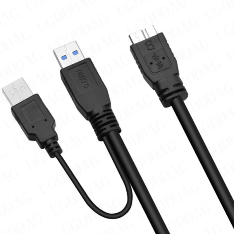 Usb 3.0 Macho para Micro Usb y Cabo com Extra Usb Power Usb3.0 Macho para Micro Usb3.0 b Macho Cabo Adaptador para Hdd Disco Rígido - Imagem 3