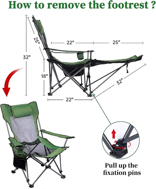 Portable Reclining Camping Lounge Chair with Footrest 2