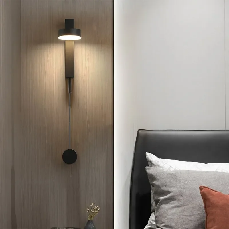 Modern LED Wall Lamps Minimalist Rotation Dimming Switch Home Indoor Aesthetic Wall Sconce Living Room Bedside Study Light Decor