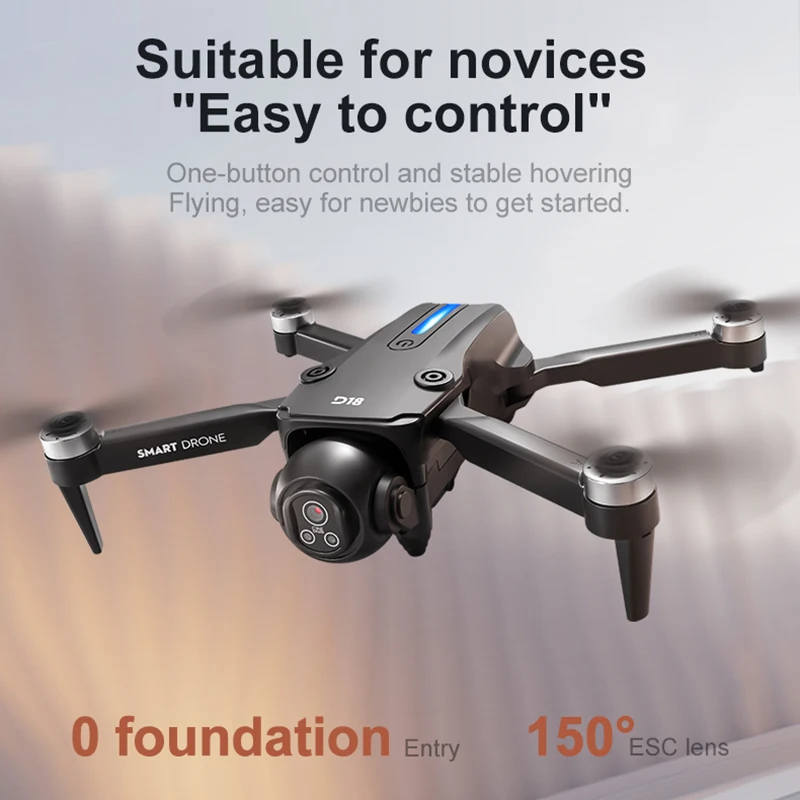 D18 Drone Drone 8K Camera 5G HD Dual Camera FPV Obstacle Avoidance Brushless Motor Aerial Quadcopter with Smart Flight Mode Toy