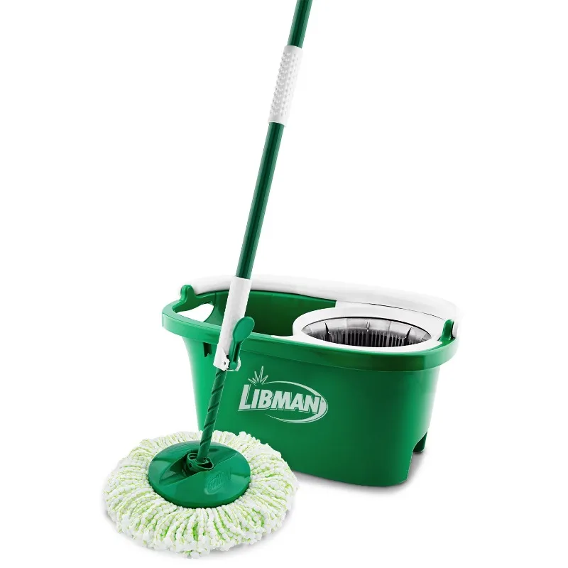 

Libman Spin Mop and Bucket, All in One Kit with Premium Microfiber Mop Head and Polypropylene Bucket