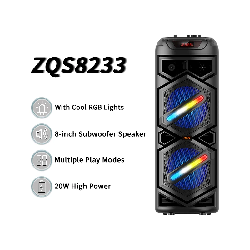 

Wireless Bluetooth Speaker Outdoor Portable Square Dance Sound High Power Colour Lights Subwoofer Wireless Microphone Sound Box