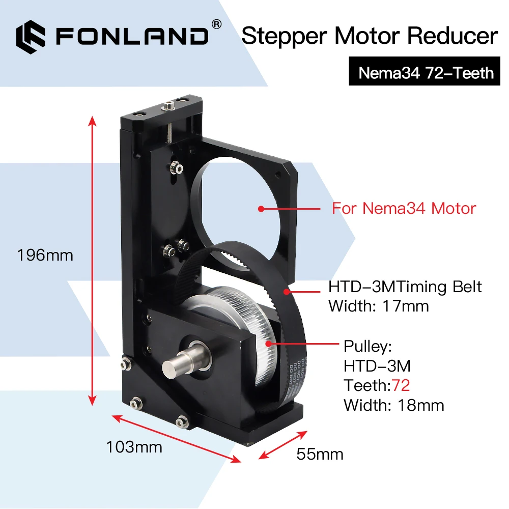FONLAND 스테퍼 모터 감속기 Nema23 38-Teeth/ Nema23 60-Teeth/ Nema34 72-Teeth CO2 레이저 절단 및 조각 기계용