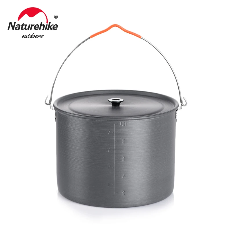 Camping Cookware Outdoor Pot 4L 6L 10L Camping Hanging Pot Outdoor Aluminium Hanging Cookware Tableware for 4-8 Person Picnic Cooking Tourism Tripod