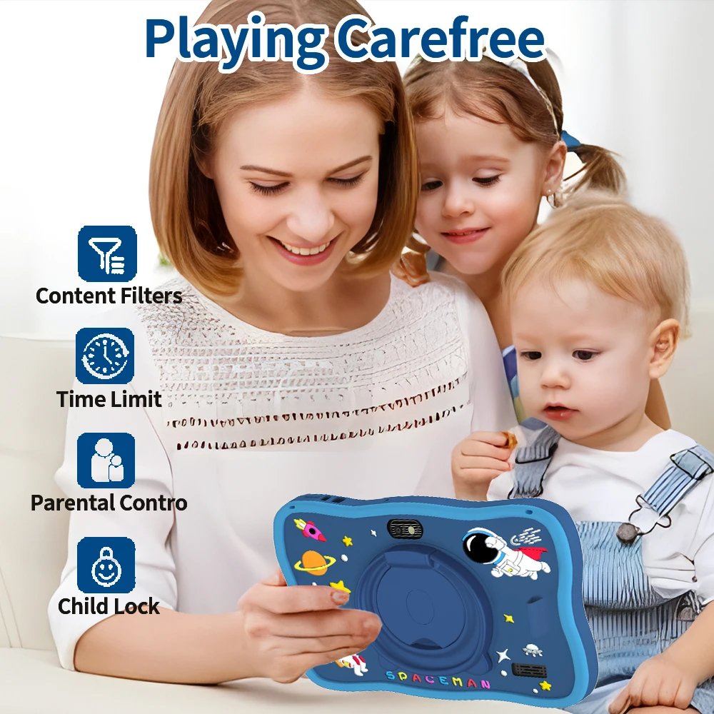 Sauenaneo Global New Original 7.0-inch Kids Tablet Android Children's Game Education Tablet 4GB RAM 64GB ROM 4000mAh Battery 5