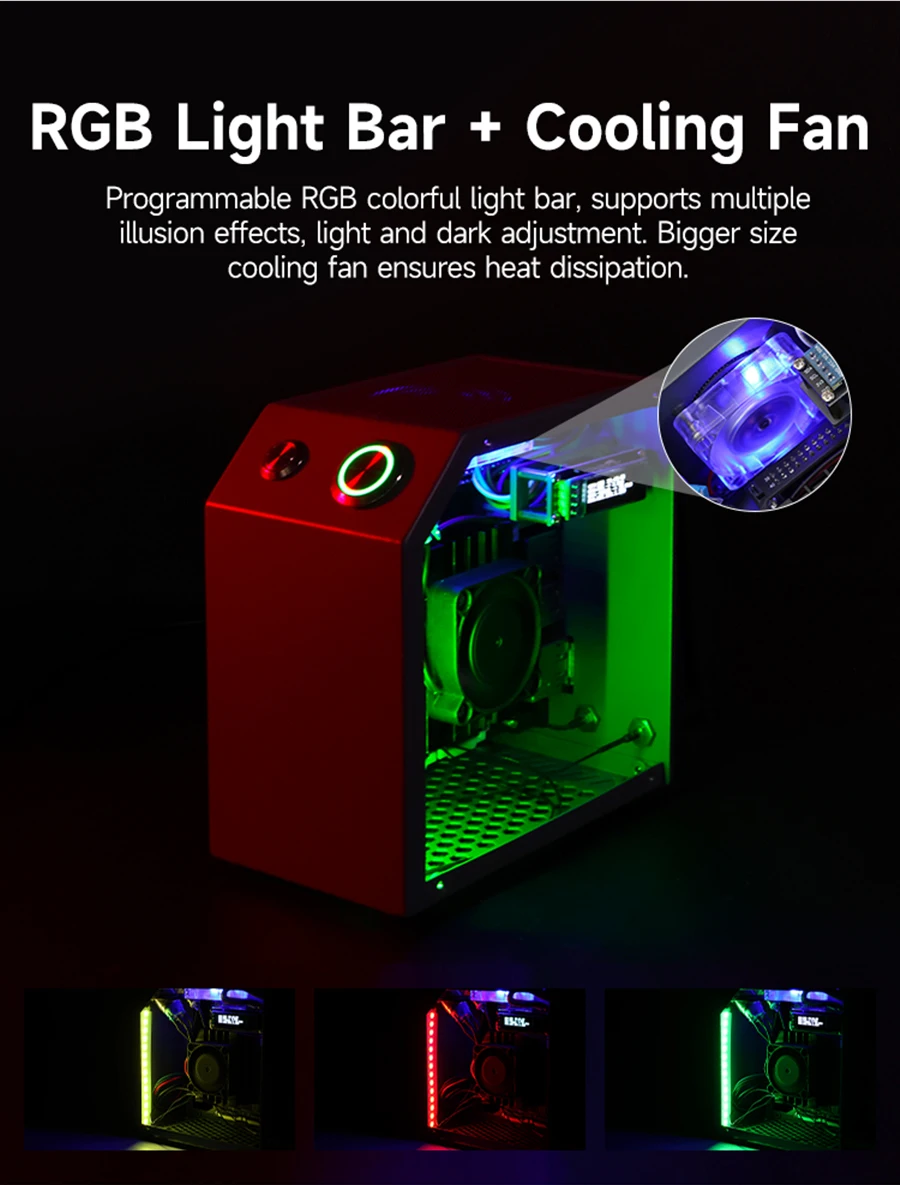Jetson MINI Schutzhülle mit OLED-Lüfter, RGB, bunte Lichtleiste, unterstützt Jetson NANO/Orin NANO SUPER/Orin NX SUPER Board – Detail 15