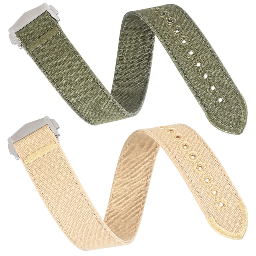 Luxury Sailcloth Nylon Watch Band with Embroidery and Folding Buckle Clasp