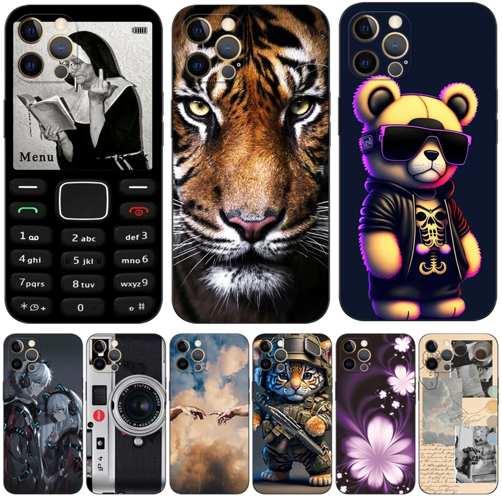 Per Iphone 12 Custodia Per Iphone 12 Mini 12 Pro Max Cover Per Apple Iphone12 12Pro Bumper Custodia In Tpu Nero Bear Tiger Lion Cute