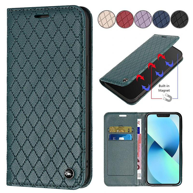 Slim RFID Blocking Leather Wallet Case for iPhone 11 12 13 13 Pro 14 XR 6 7 8 SE 2020 Strong Magnetic Flip Cover with Card Slots iphone 13 phone case