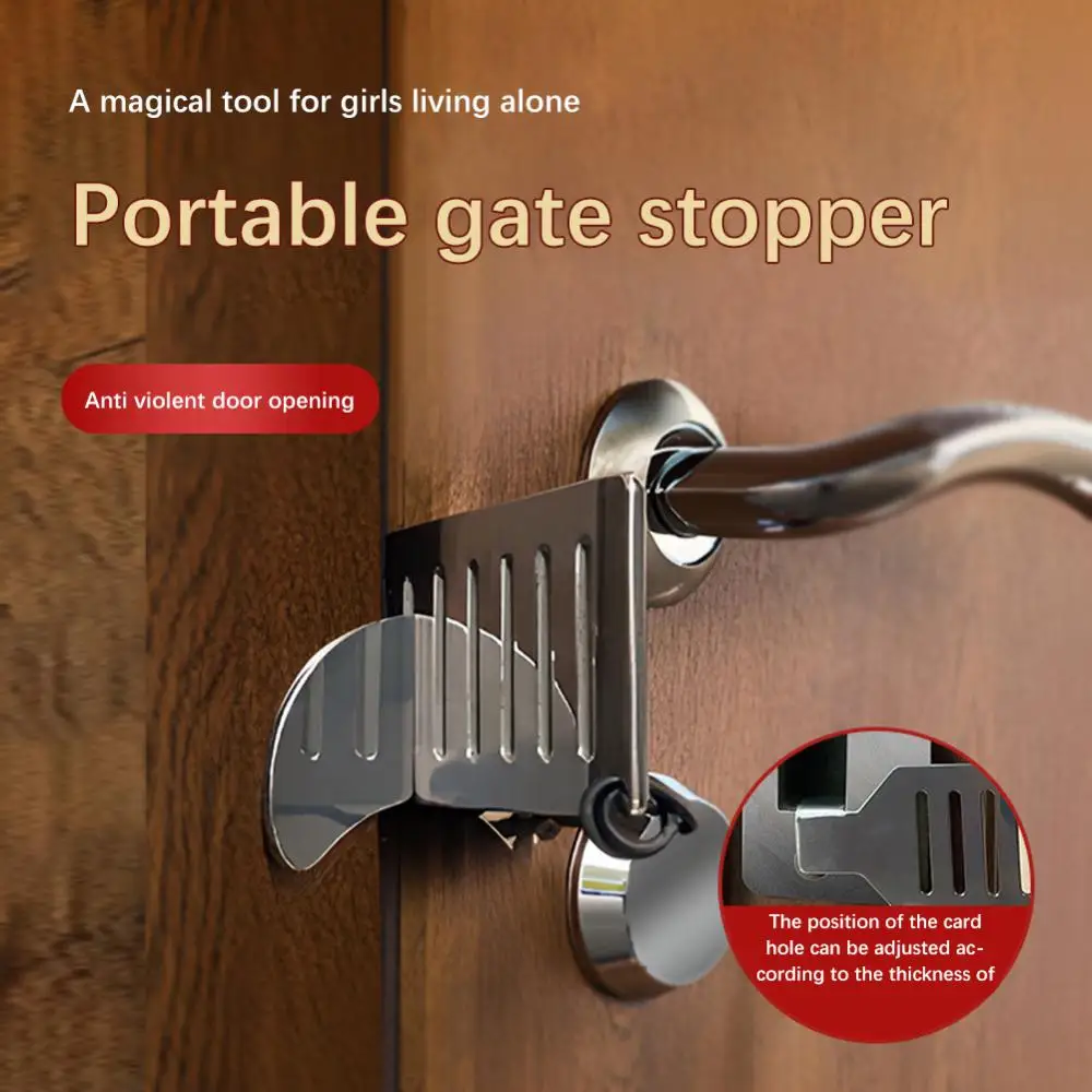 Description Picture 3 of itemStainless Steel Punch-Free Door Locks Anti-theft Door Stop Portable Stopper Door Lock for Travel Hotel Motel Home Security Lock