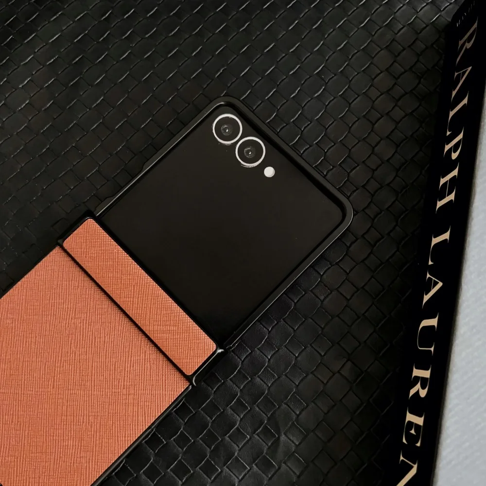 Luxury Lichee Pattern Leather Foldable Phone Case with Hinge Protection