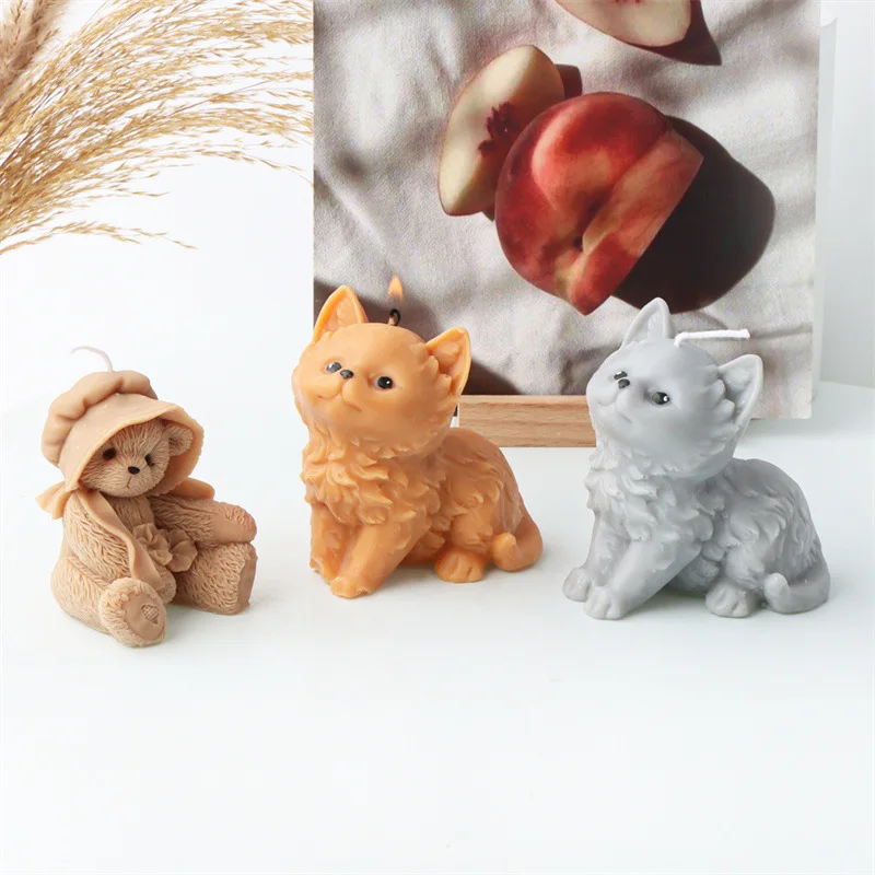 귀여운 모자 곰 캔들 실리콘 몰드, 수제 초콜릿 장식, 석고 아로마 테라피 비누 수지 캔들 실리콘 몰드