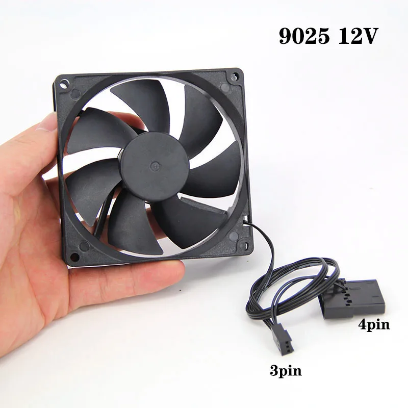 Computer Cooling Fan DC 12v 90*90*25 9025 3pin or big 4pin Brushless Computer Cooling Fan 9cm 90mm PC Fans 90x25mm For Computer Case GPU CPU Cooler J