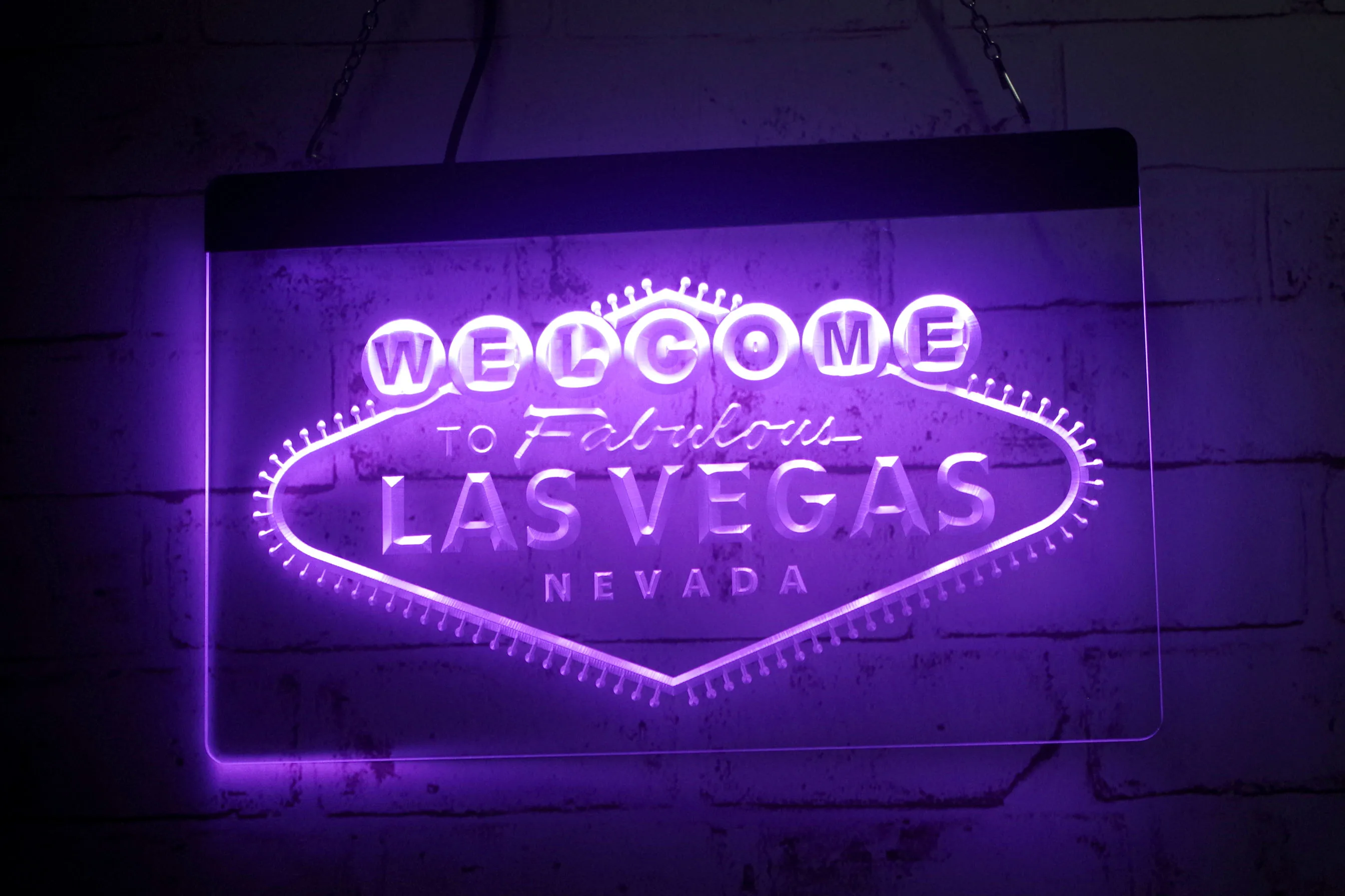 Retro Welcome to Fabulous Las Vegas Nevada Bar Neon Light Metal