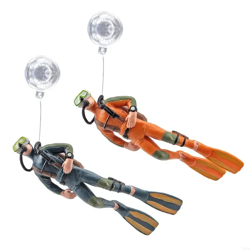 Aquarium Decor Resin Floating Diver Betta Accessories for Small Large Fish Tanks N2UD