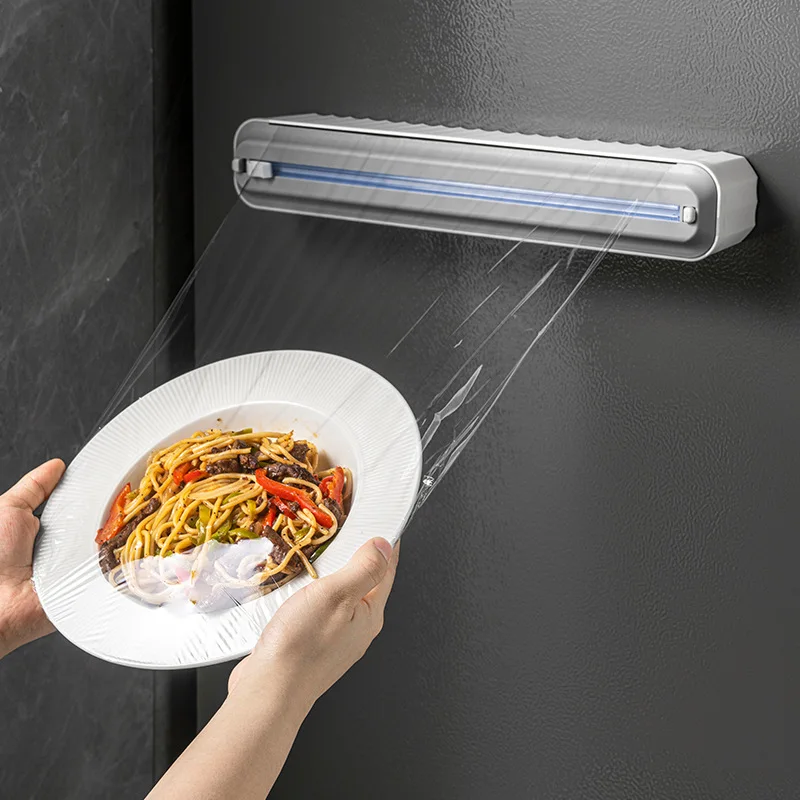 Plastic Film Cutter Magnetic Suction RefrigeratorKitchen Household Use Tear Free Plastic Film Cover Cutting Box Hanging Storage
