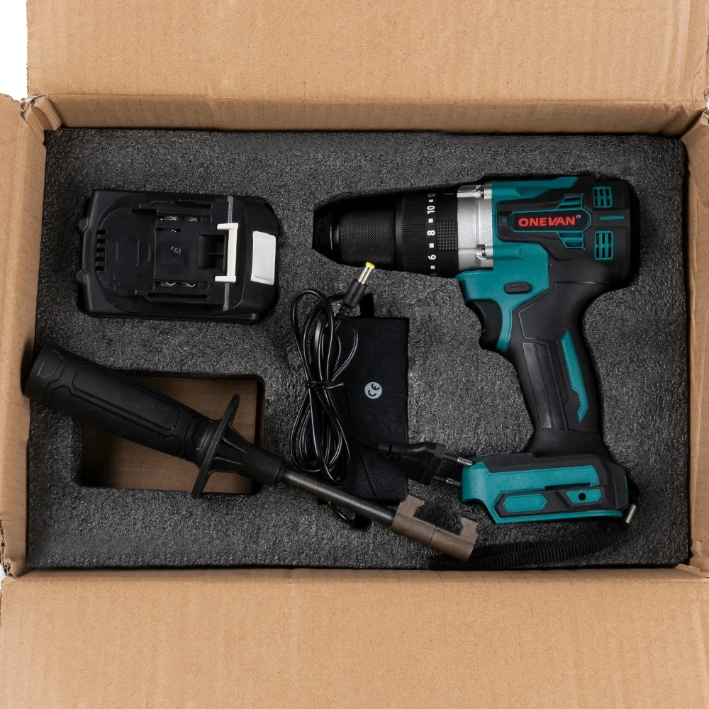 ONEVAN 13MM 650NM Brushless Electric Drill Cordless Screwdriver Impact Drill Li-Ion Batteries Power Tool For makita 18v battery