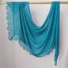 Hijab Ramadan en Rayonne, Coton et Modal, avec bordure en dentelle, Turban respirant, Châle uni en coton, Foulard pour femmes
