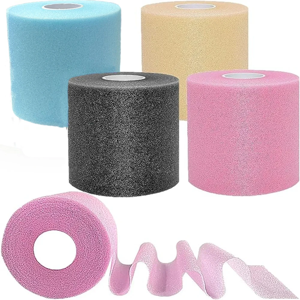 

4 Pieces Foam Underwrap Athletic Foam Tape Breathable Pre Wrap Athletic Tape for Hair Wrists Elbows Knees Ankles Foam bandage