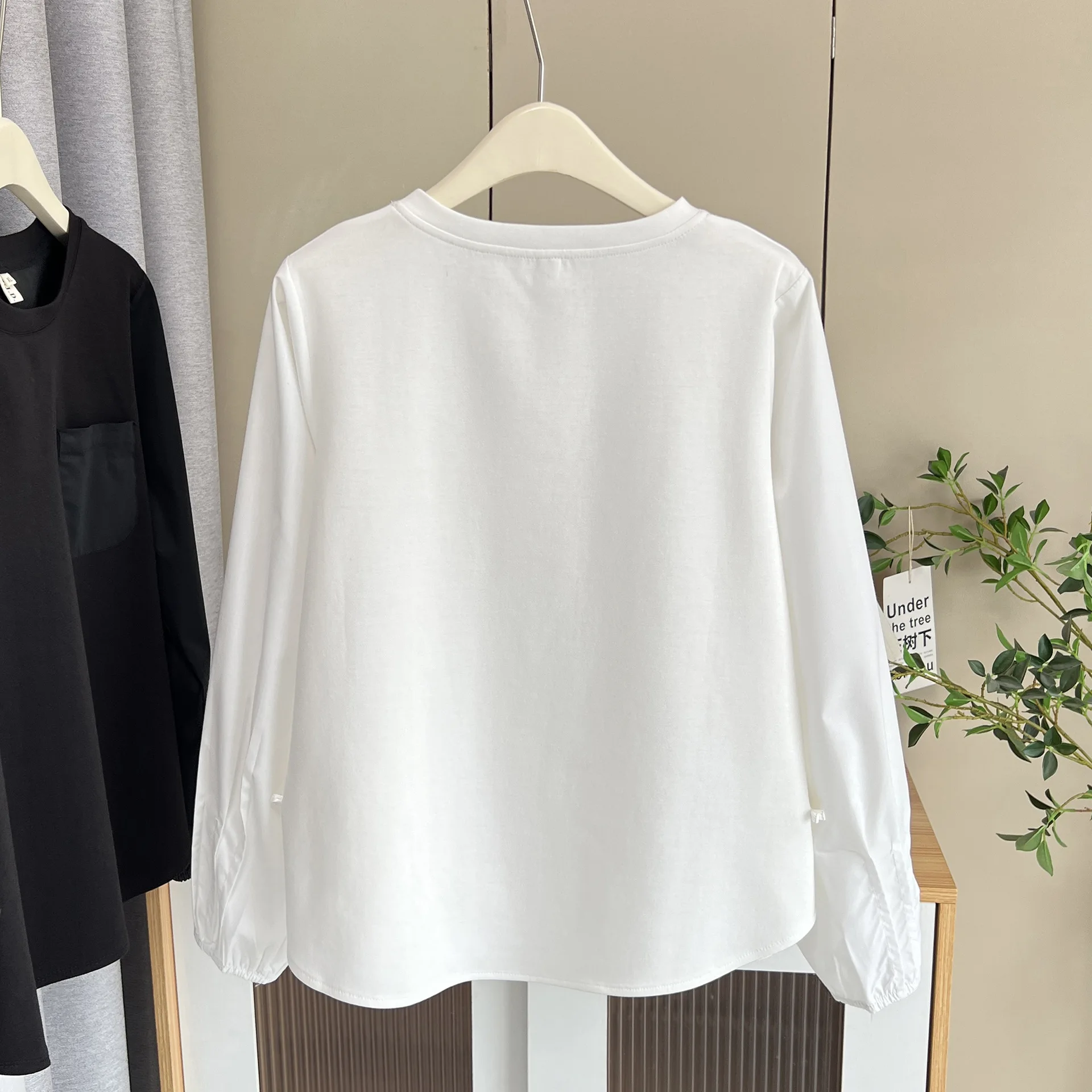 Plus Size Women's T-Shirt New Autumn Style Side Chinese-style Button Fold Long Sleeved Top Casual And Stylish Tees 168