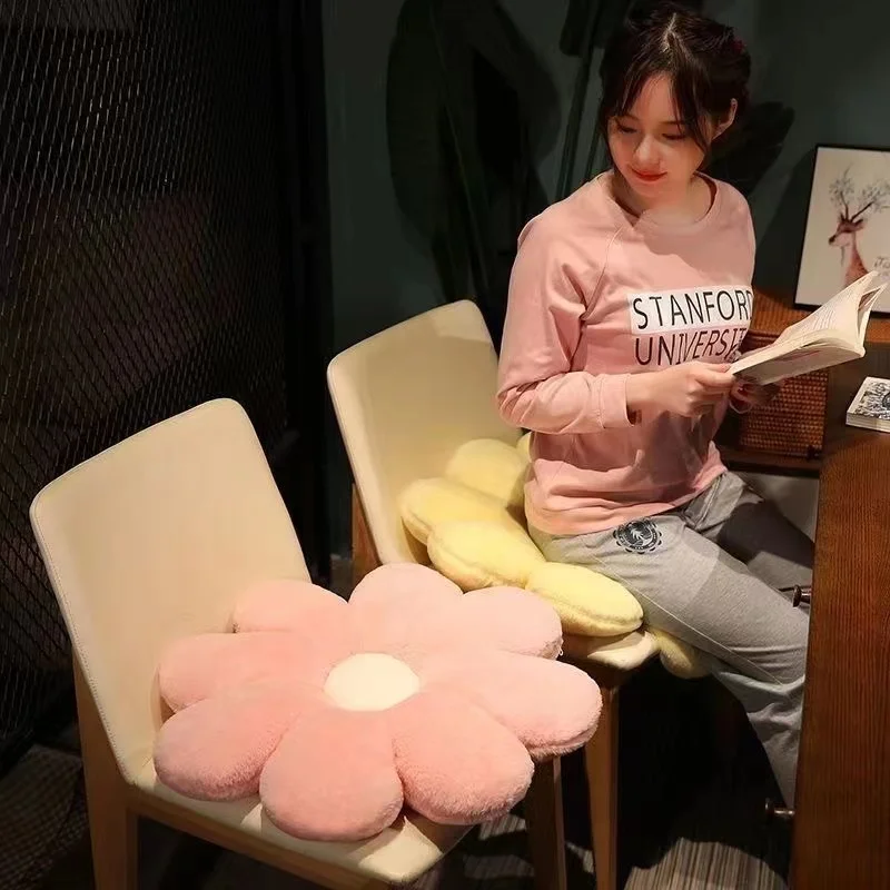 북유럽 꽃 쿠션 토끼 모피, 부드러운 바닥 플랫 크랩, 사무용품, 생일 선물, 45cm