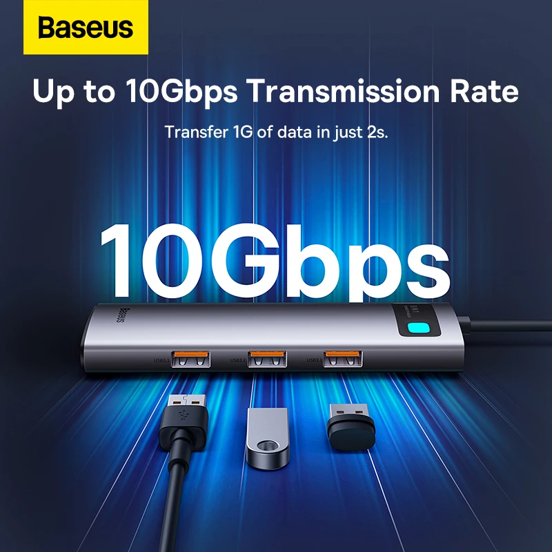 Baseus-hub Usb c para Macbook Air Pro m2 m1 Dock Station Splitter tipo c para Hdmi Rj45 Adaptador pd 100w Usb 3.1 4k 60hz - Imagem 4