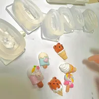 6pcs/set   Ice Cream Bear Lollipops Rabbit 3D Nail Acrylic Mold Nail Art Decorations DIY Silicone Nail Art Templates 2