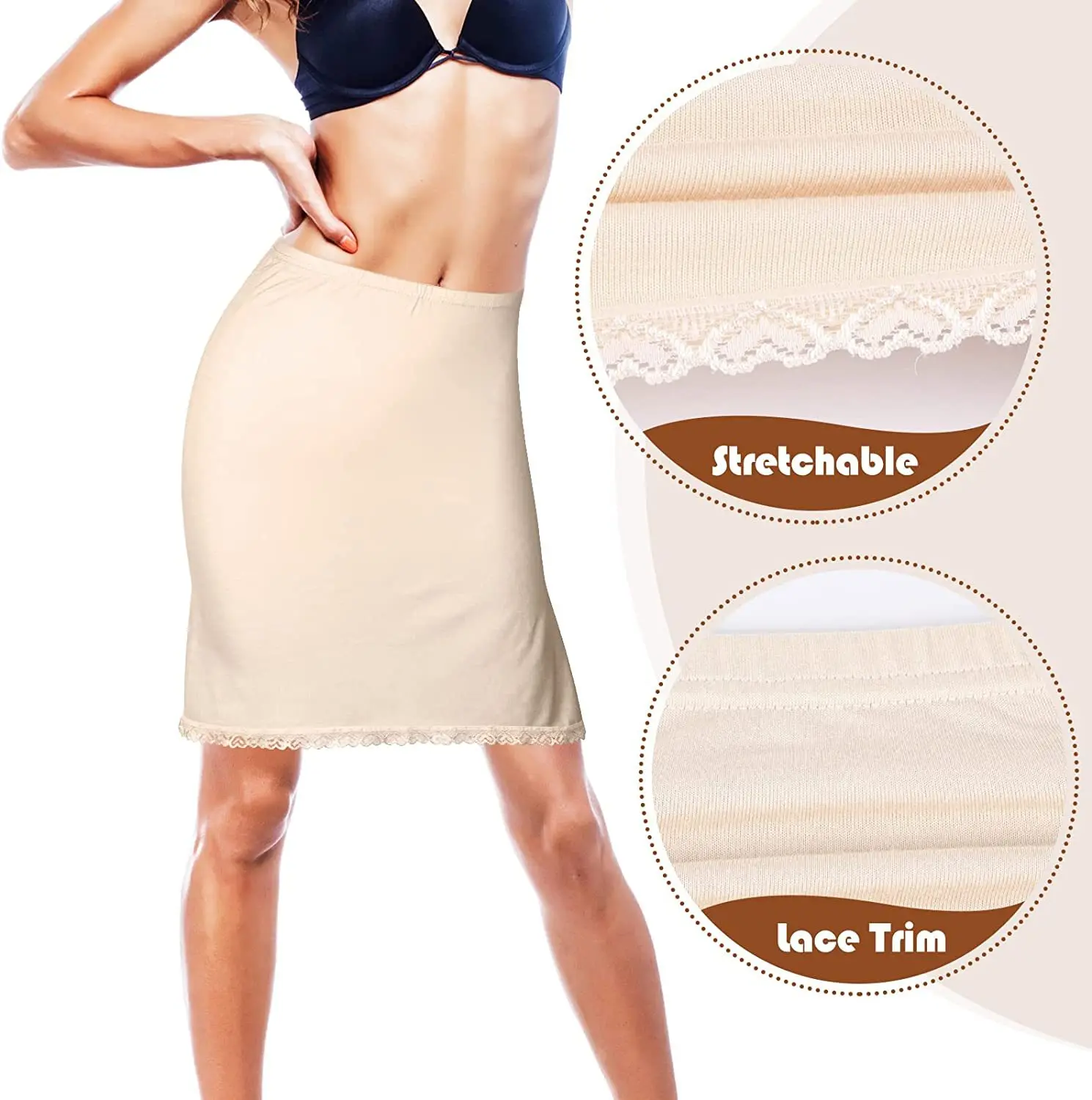 Description Picture 6 of itemNew Lace Bottoming Skirt Summer Anti-Transparent Modal Inner Skirt Anti-Light Inner Skirt Anti-Static Underskirt For Women