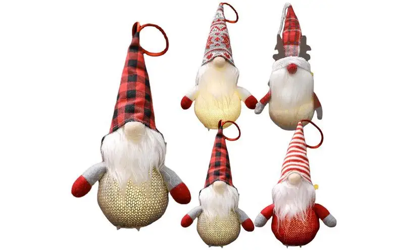 

Tomte Gnomes Christmas Handmade Plush Knitted Faceless Doll ornaments e=with battery powered Elf Decoration New Year Gifts Xmas