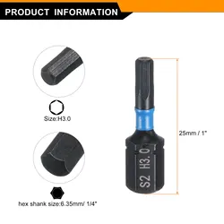 Magnetic Hexagon Head Screwdriver Bit Set - Multi - Size Hex Shank Bits - 2pcs (H3.0)