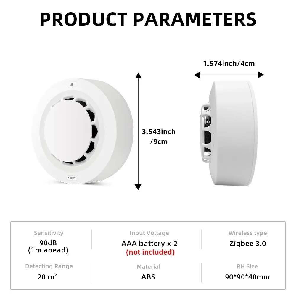 Tuya Zigbee Smoke Sensor Fire Alarm Detector Home Security Alarm Should Work with Tuya Zigbee Hub Smoke Alarm